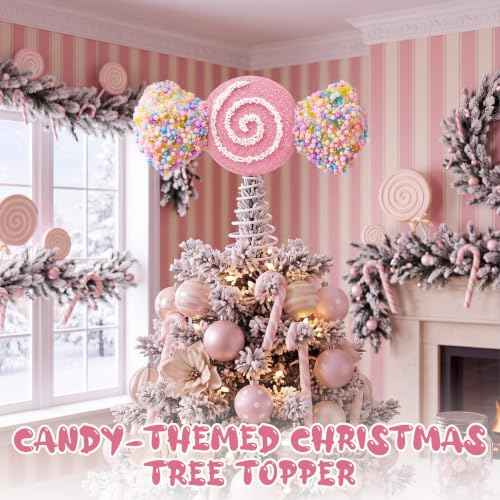 Christmas Tree Topper Decor 9.8" Pastel Candy Cane Treetop Ornament