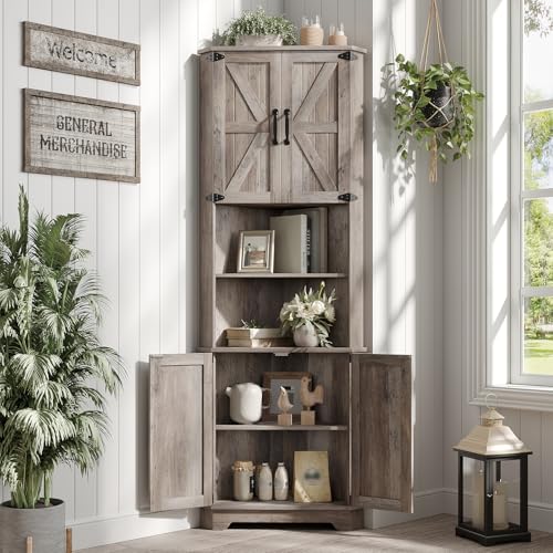 68.9" Tall Farmhouse Style Corner Cabinet