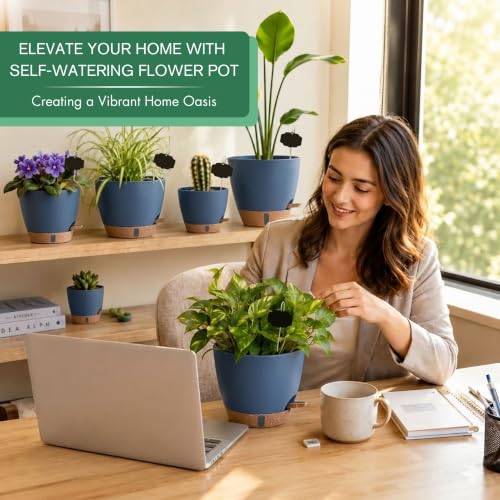 5 Pack Self Watering Pots for Indoor Outdoor Plants (5 Count)