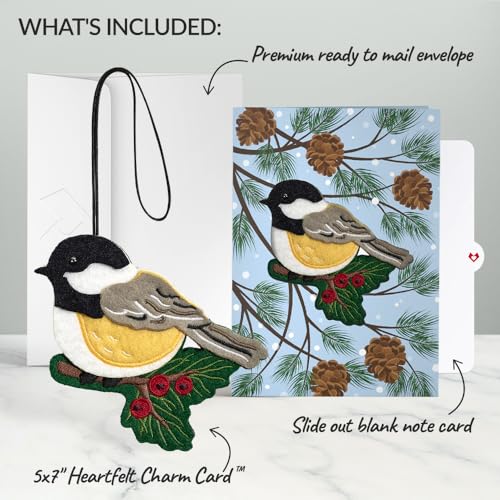 Winter Handmade Chickadee HeartFelt Charm Card