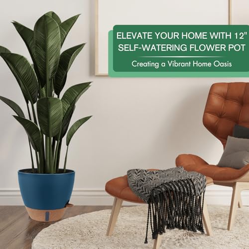 12/10/8 Inch Self Watering Pots for Indoor Plants Plastic Large Plant Pots for Outdoor Plants, Water Level Window & Spacious Reservoir Flower Pots Decorative Planter with Drainage and Tray (3 Count)