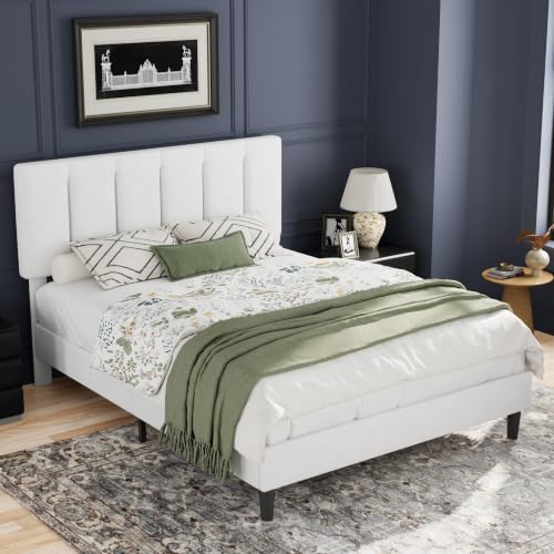 Full Size Bed Frame with Upholstered Headboard