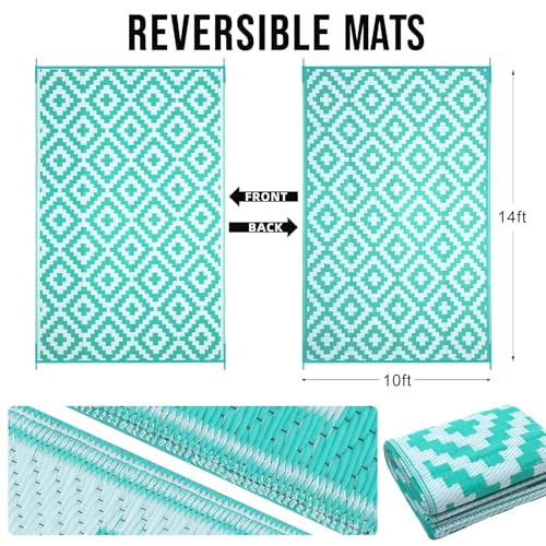Outdoor Rug 10x14 ft Waterproof Reversible Mat (142.86 Sq Ft)