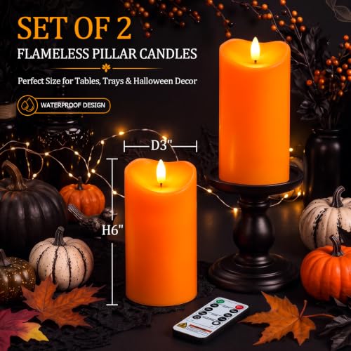 Halloween Orange Waterproof LED Candles (2 Count)