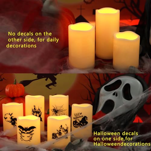 Halloween Outdoor Battery Operated Flameless LED Candles with Timer 6 Pack