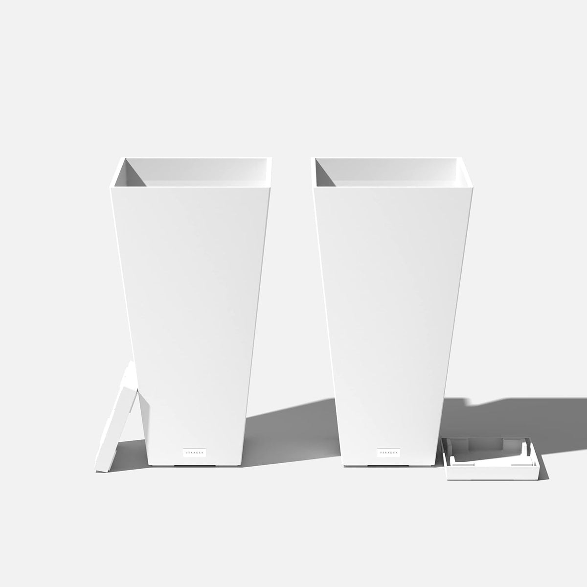 Veradek V-Resin Indoor/Outdoor Taper Planter (White, 26 inch - 2 Pack with 2 Saucer Trays)