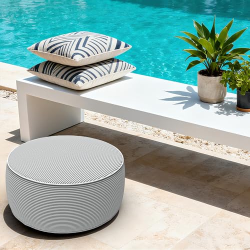 Indoor Outdoor Inflatable Ottoman with Handle D21 x H9 Inch