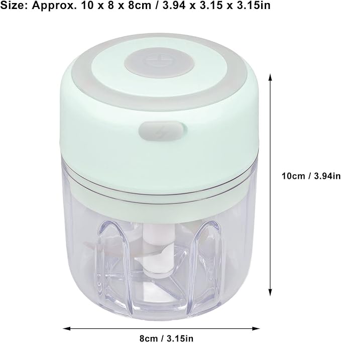 Electric Garlic Chopper, Mini Electric Garlic Chopper Large Capacity Powerful Motor 304 Stainless Steel Food Processor 250ml (Green) Baby Food Grinder