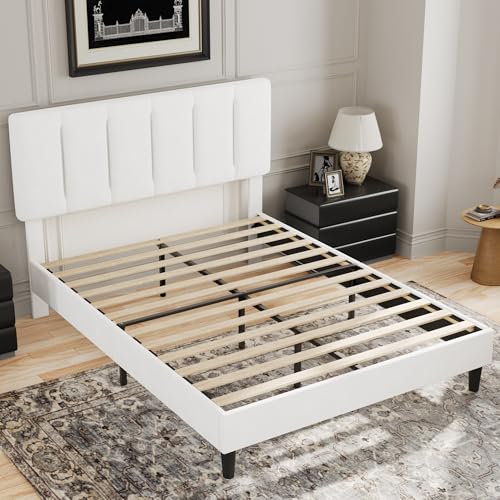 Full Size Bed Frame with Upholstered Headboard