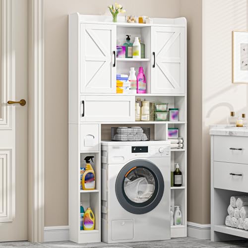 Over The Toilet Cabinet with 2 Barn Doors & Sliding Door