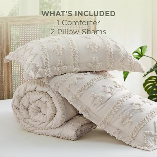 Tufted Boho Comforter Set Oversized King Size
