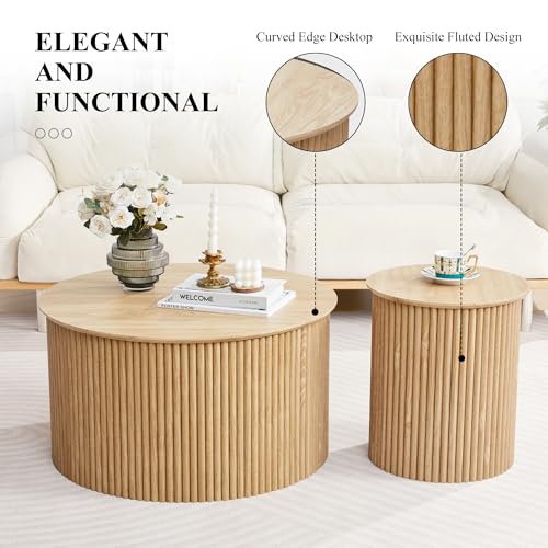 Fluted Round Nesting Coffee Table Set of 2 (2 Count)
