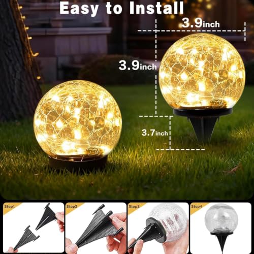 4 Pack 3.9" Solar Garden Lights Outdoor Waterproof (4 Count)