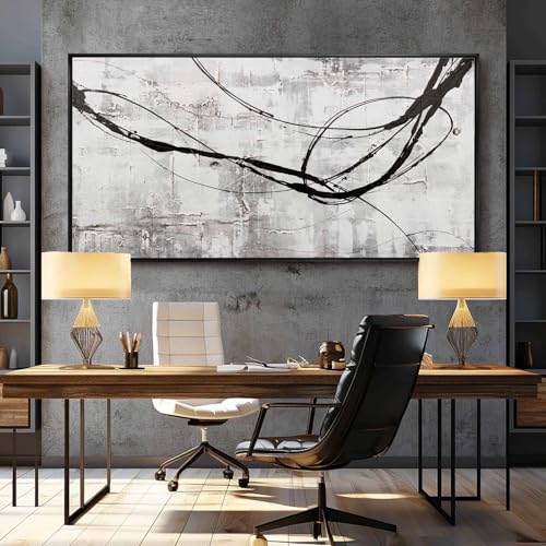 Line Wall Art Pictures Modern Wall Decor Black and White Canvas Wall Paintings 36"x70" Large Poster Printing for Dining Room Bedroom