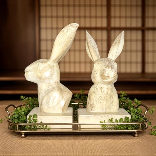Unique Gold Rabbit Decorative Bookends for Home Office Shelves Decor (2 Count)