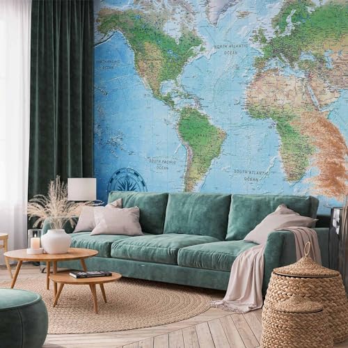 Wall Mural World Map 135x101 in (94.5 Sq Ft)
