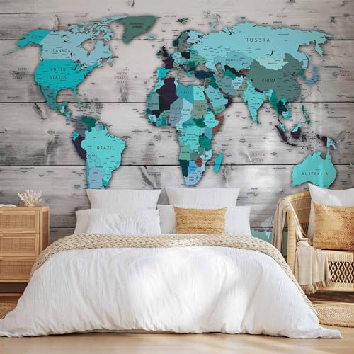 Wall Mural World Map 135x101 in (94.5 Sq Ft)