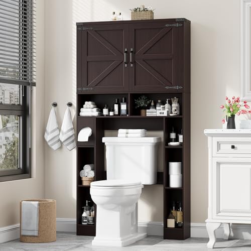 Home Space Saving Toilet Rack with 2 Barn Doors
