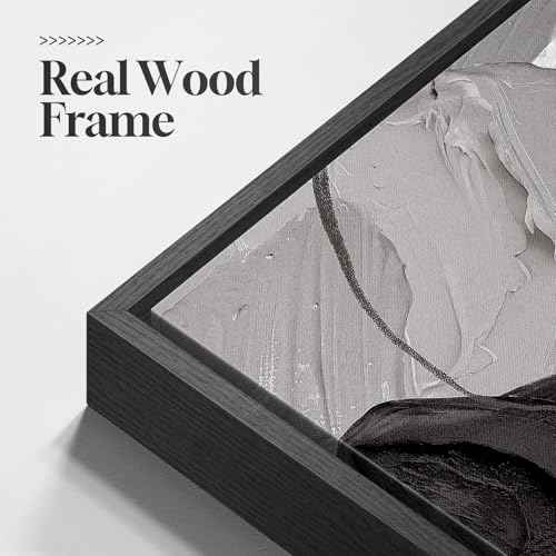Large Framed Black and White Abstract Wall Art for Living Room (3 Count)