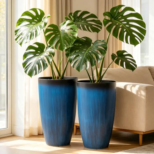 Autodaya 24" Large Tall Outdoor Planters Set of 2 (2 Count)