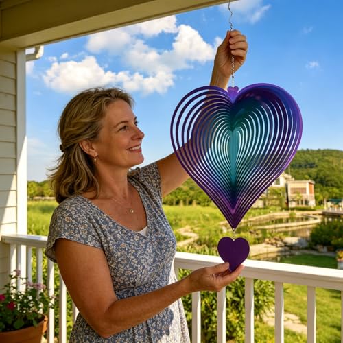 15in Large Heart Wind Spinner Garden Decor