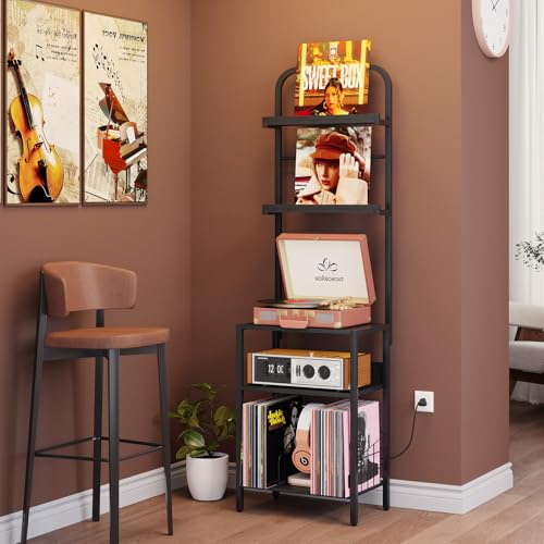 Record Player Stand with Vinyl Storage (5 Count)