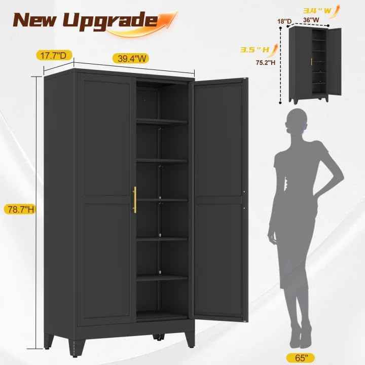 Metal 79“ Kitchen Pantry Cabinet