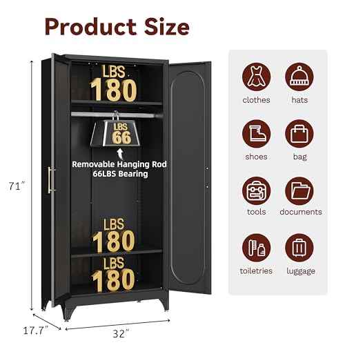 71" Tall Armoire Wardrobe Closet with Mirror
