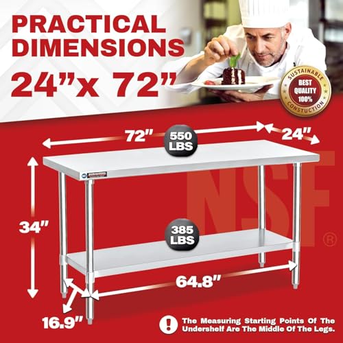 24x72 Stainless Steel Work Table