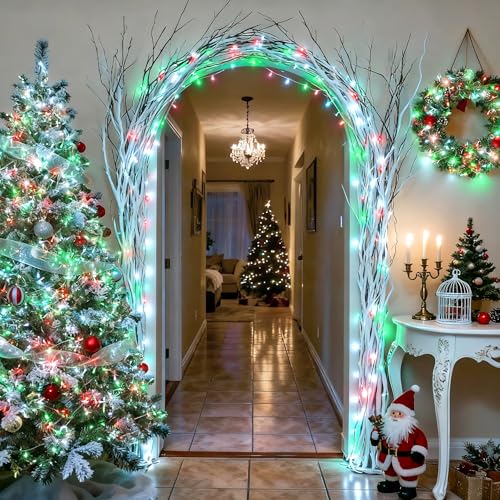 2 Pack Red White and Green Christmas Lights Battery Operated (100 Foot)