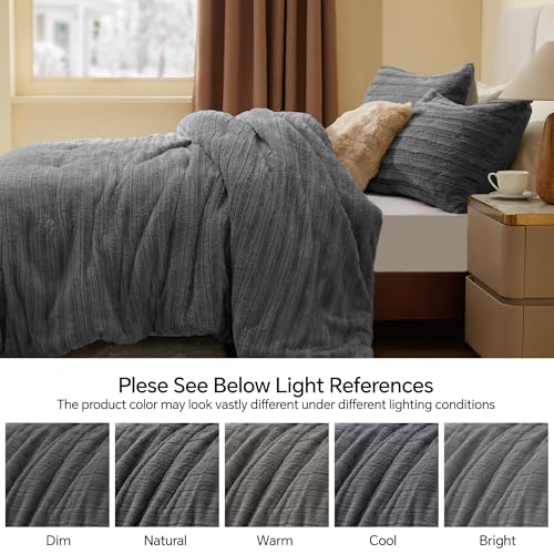 Faux Fur Queen Comforter Set