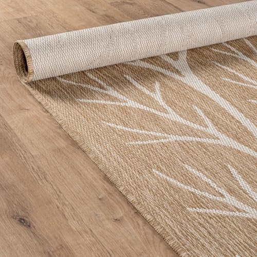 Washable Indoor Outdoor Rug 10x14 Modern Area Rugs Branch Pattern Non Shedding Waterproof Easy Clean Patio Deck Porch Living Room Bedroom Garden RV (140 Sq Ft)