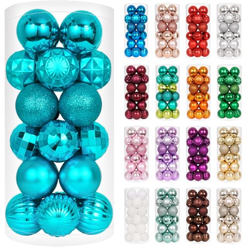24ct Blue Christmas Ball Ornaments for Tree Decorations (24 Count)