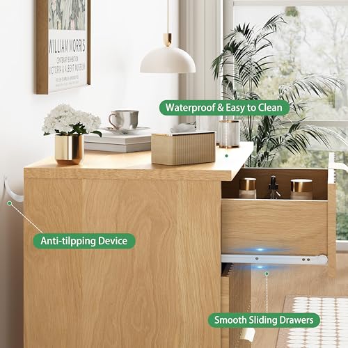 Fluted Dresser for Bedroom with 3 Drawers