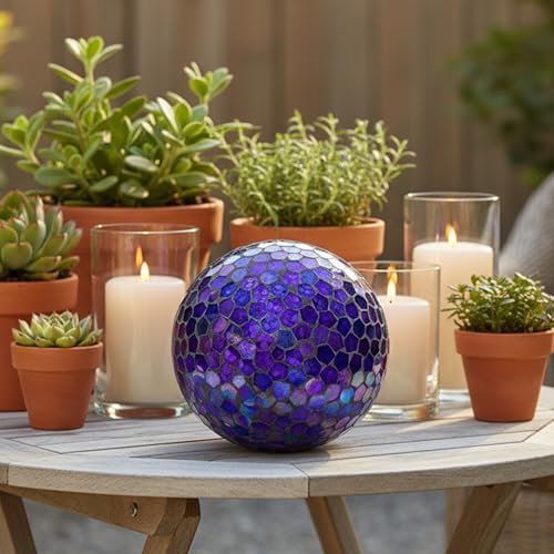 Sunnydaze 10" Mosaic Glass Gazing Ball for Garden (2 Count)