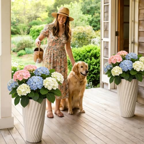 24" Resin Tall Outdoor Planters (2 Count)