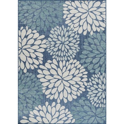 Outdoor Rug 9x12 Modern Exotic Tropical Leaf Area Rugs for Indoor and Outdoor Patio Deck Porch Garden Water Resistant Washable Outside Carpet