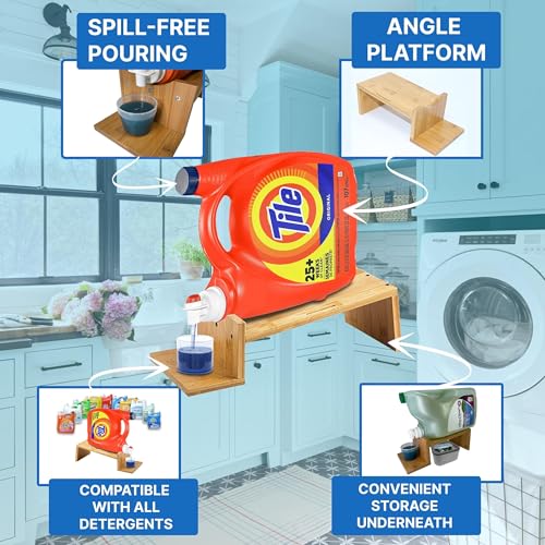 Liquid Laundry Detergent Holder Stand with Tray & Strap