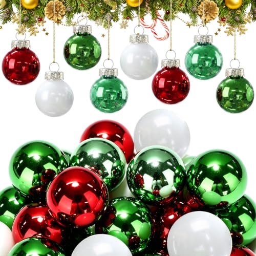 32 Pcs 1'' Mini Glass Christmas Ornament (32 Count)