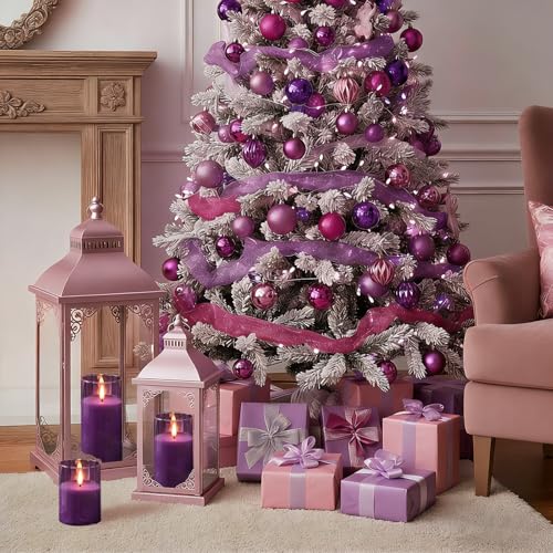 Purple Glass Flameless Candles (3 Count)