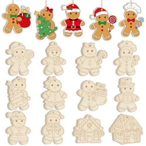 36PCS Wooden Christmas Ornaments to Paint (36 Count)