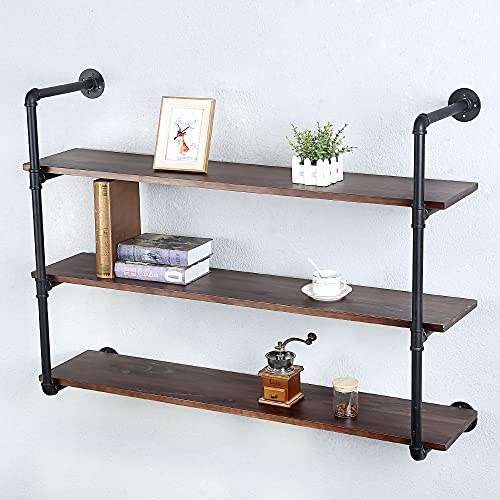 Industrial Pipe Shelves With Wood Planks