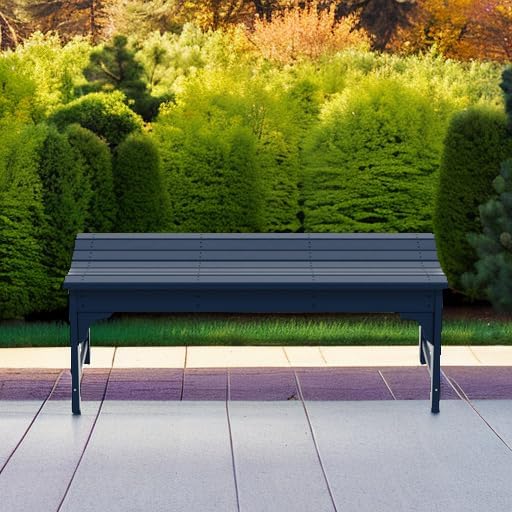Outdoor Benches Weatherproof, All Weather Resistant Park Bench Poly Lumber Backless Garden Bench Seat for Entryway Front Porch, Navy Blue