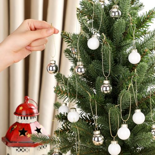 32 Pcs 1'' Mini Glass Christmas Ornament (32 Count)