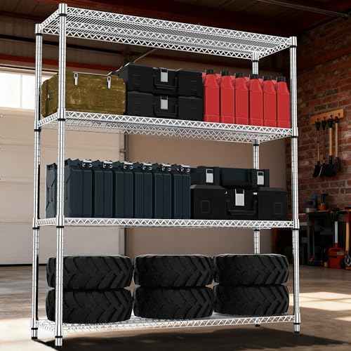 4 Tiers Shelf 2640 lbs Steel Storage Shelving Utility Shelving Unit Steel Organizer Wire Rack for Home (4 Count)