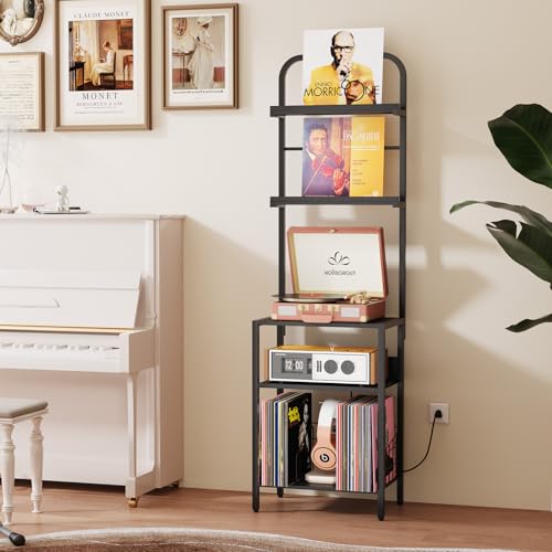 Record Player Stand with Vinyl Storage (5 Count)