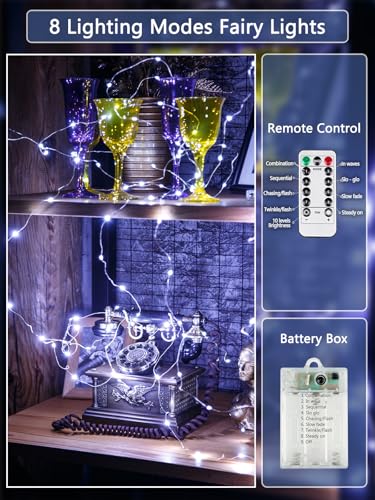 6 Pack Battery Operated Fairy Lights with Remote Twinkle Lights Cool White (6 Count)