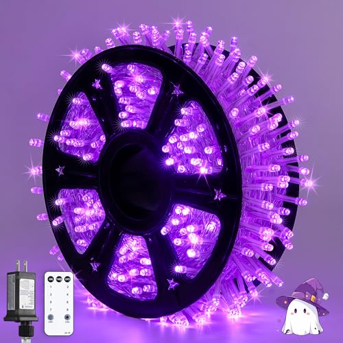 8 Modes 163 FT 500 LED Purple Halloween Lights with Remote (163 Foot)