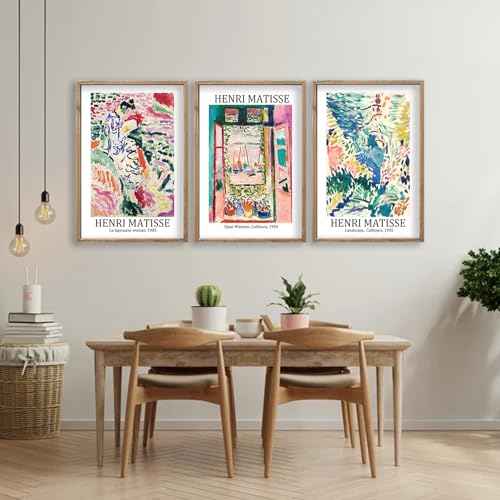 Henri Matisse Wall Art Decor Set of 3 16x11 Inch Wood Framed (3 Count)
