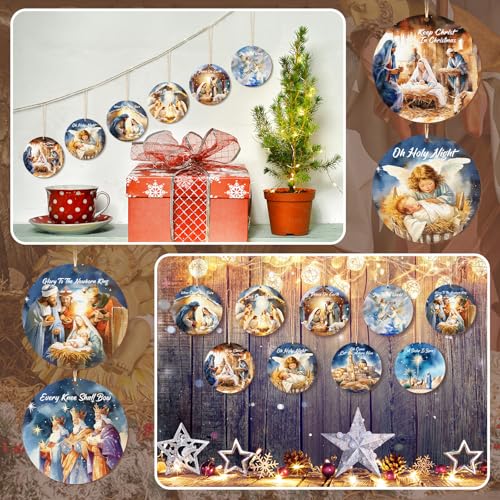 60 Pcs Christmas Ornaments Nativity Scene Wooden (60 Count)